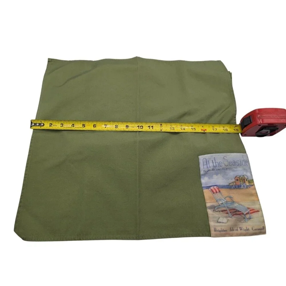 Set Of 4 Cypress Home Green At The Seaside Napkins WUtensil Pockets 100% Cotton